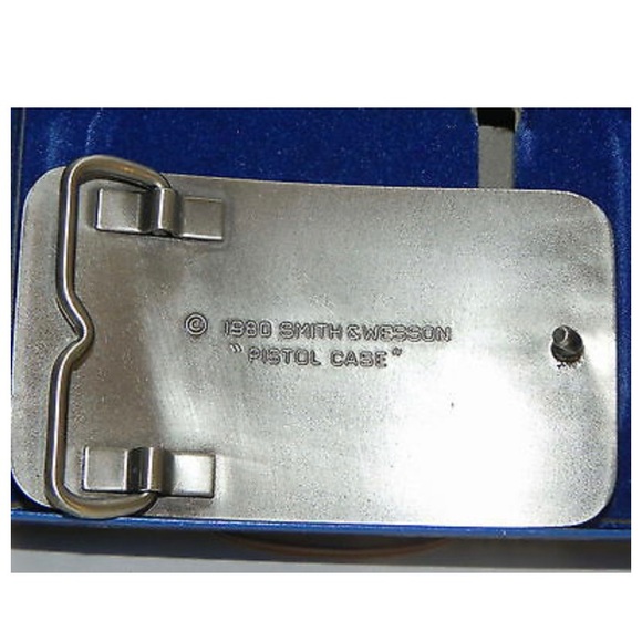#SOLD# BUCKLE HP🎉VTG 1980 Smith&Wesson PistolCase AntiqueSilver RARE - Picture 6 of 7